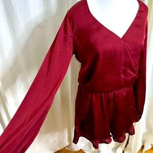 Burgundy short jumpsuit
